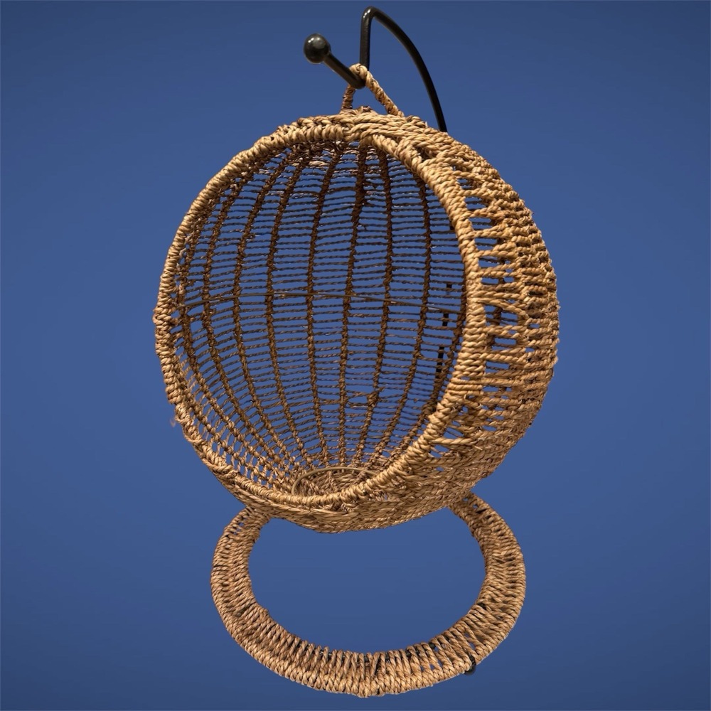 Rattan Wicker Hanging Pet Bed for Small Cat or Dog Swinging Egg Chair Hammock